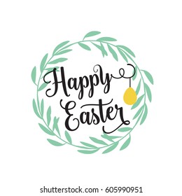 Happy Easter Lettering in Twigs Wreath