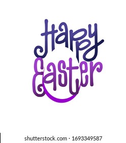 Happy Easter lettering typography concept. Hand drawn lettering text and eggs countour. Editable EPS vector