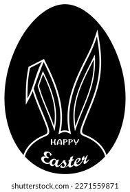 Happy Easter lettering vector with Easter egg in black. Isolated background.
Easter greeting Ornament with bunny ear.
Useable for Happy Easter greeting cards, emails and calendar etc.