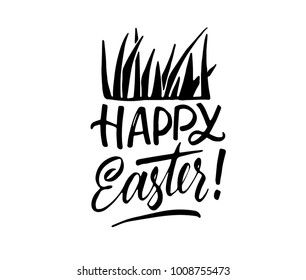 Happy Easter lettering . Vector isolated handwritten Inscription. Brush pen modern trendy style. Black and white. Hand drawn lovely calligraphy text.