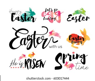 Happy Easter Lettering with watercolor