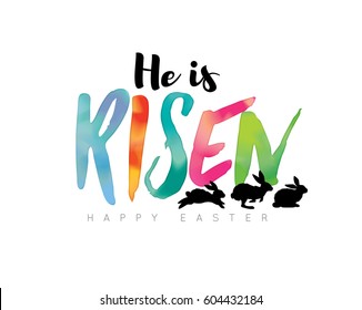 Happy Easter lettering with watercolor Background