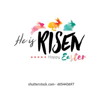 Happy Easter Lettering with watercolor background