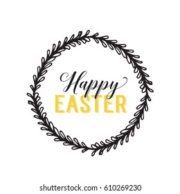 Happy Easter Lettering in Wreath