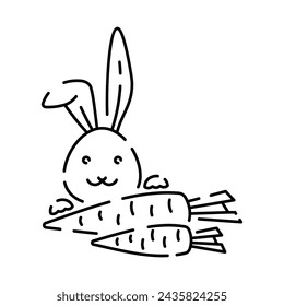 Happy Easter line icon. Vector holiday sign egg, bird and bunny or flower spring