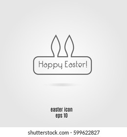 Happy easter line icon. Vector banner with rabbit bunny ears and seasonal greetings. Symbol, isolated design element for web and prints