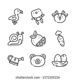 Happy Easter Line Icons Big Set. Vector Set of Modern Thin Outline Icons for Website and Mobile.