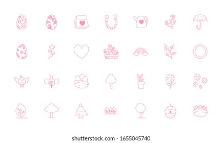 Happy easter line style icon set design, Spring decoration holiday greeting ornament celebration festive season tradition and festival theme Vector illustration