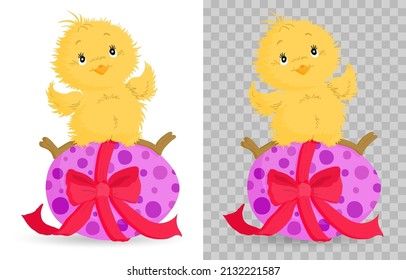 Frohe Ostern!
Kleines Cartoon Küken. Hübsches gelbes Hühnerbaby, Osterküken. Elemente für Osterdesign und -druck. Vektorgrafik auf transparentem Hintergrund. PNG.