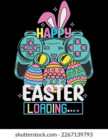 Happy Easter Loading Video Game Controller Easter Gaming T-shirt Design