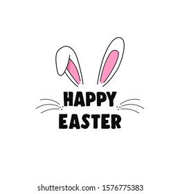 Happy Easter logo design. Bunny Ears. Isolated. Vector