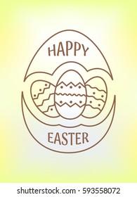 Happy Easter logo, emblem, icon with eggs. Happy Easter greeting card. Vector illustration.