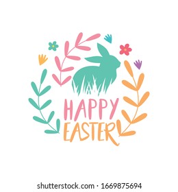 Happy Easter Logo Icon Vector Background Template. 