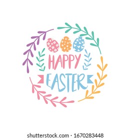 Happy Easter Logo Icon Vector Background Template. 