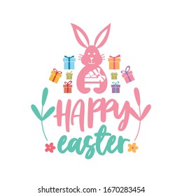 Happy Easter Logo Icon Vector Background Template. 