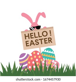 Happy Easter Logo Icon Vector Background Template. 