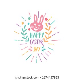 Happy Easter Logo Icon Vector Background Template. 