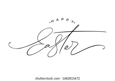 Happy Easter logo vintage vector calligraphy text. Christian hand drawn lettering poster for Easter. Modern handwritten brush type isolated for poster, t-shirt, banner, logo.