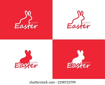 Frohe Ostern mit Liebe oder Herz Form Konzept Design, Geschichte Vorlage und Banner Set mit Bunny. Frohe Osterhandschrift. Design für Feiertagskarte und Einladung des Ostertages.
