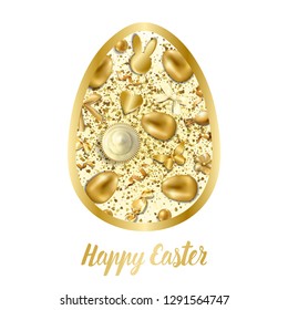 Happy Easter Luxury Greeting Card with Holiday Objects