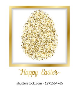 Happy Easter Luxury Greeting Card with Golden Glitter