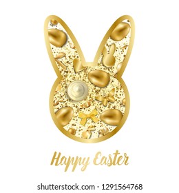 Happy Easter Luxury Greeting Card with Holiday Objects