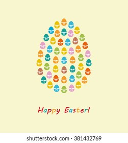 Happy Easter with many small colorful eggs