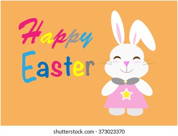 happy easter message with bunny