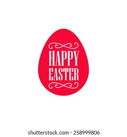 Happy Easter - minimal festive card with monogram floral elements and egg silhouette.