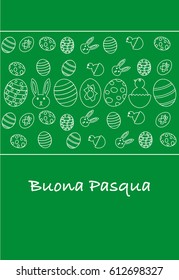 Happy Easter minimal greeting card, vector pictogram illustration on coloured background