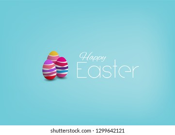Happy Easter Minimal Style Content with Abstract Colorful Eggs Greeting Card Vector Graphic Design