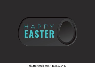Happy Easter Minimalist Black Style Logo as On Off Egg Shape Toggle Switch Button Rectangle Composition Creative Concept - Turquoise on Green Background - Vector Gradient Graphic Design