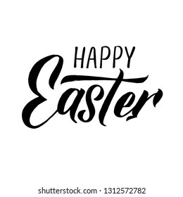 Happy Easter modern brush calligraphy. Ink illustration. Isolated on white background. - Vector illustration