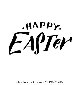 Happy Easter modern brush calligraphy. Ink illustration. Isolated on white background. - Vector illustration