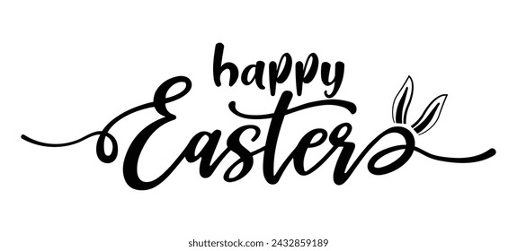 Happy Easter modern brush lettering isolated on white