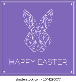 Happy Easter Modern Bunny Rabbit Modern Geometric Greeting Card Design Graphics Outline Symbol Icon Abstract Hare Logo Decoration Social Media Post Animal Art Cartoon Drawing Cute Face Head Simple 