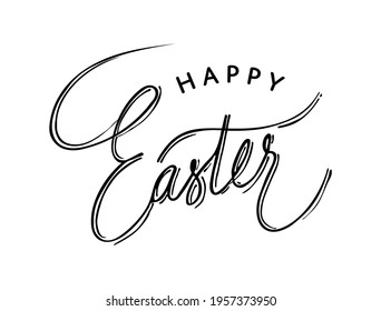 Happy Easter modern calligraphy text vector . Hand drawn lettering poster for Easter isolated on white background
