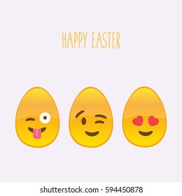 happy Easter modern isolated emoticons set & collection love & hearts illustration. Eggs faces smiling in flat design style.
greeting card clean & funny vector for holiday