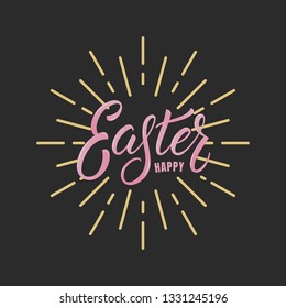 Happy Easter. Easter modern vibrant colorful lettering label badge design.