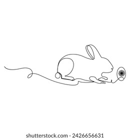 Feliz Lunes de Pascua arte de una sola línea y una línea de conejos dibujando arte