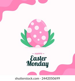 happy easter monday vector illustration greeting card template design	