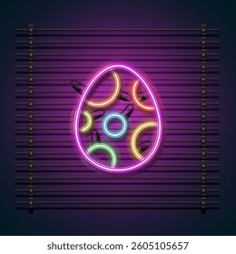 Happy Easter neon background. Egg neon design.