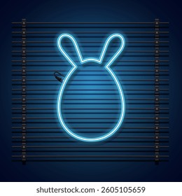 Happy Easter neon background. Egg with ear rabbit neon design.