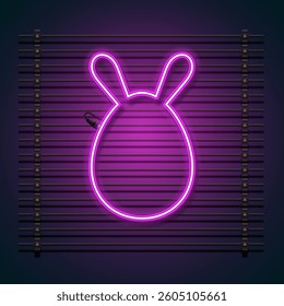 Happy Easter neon background. Egg with ear rabbit neon design.