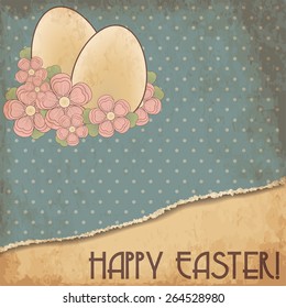 Happy Easter old gift card, vector illustration