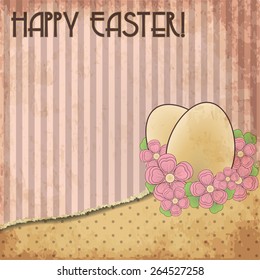 Happy Easter old greeting card, vector illustration