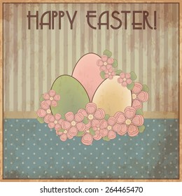 Happy Easter old invitation card, vector illustration