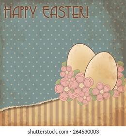 Happy Easter old invitation card, vector illustration