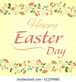 Happy Easter On The Background With Flowers