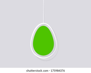 Happy Easter on grey background with green egg. 